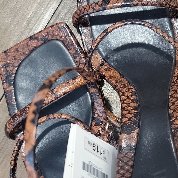 Zara Snake Print Double Strap Leather Sandal Heels - Picture 6 of 8